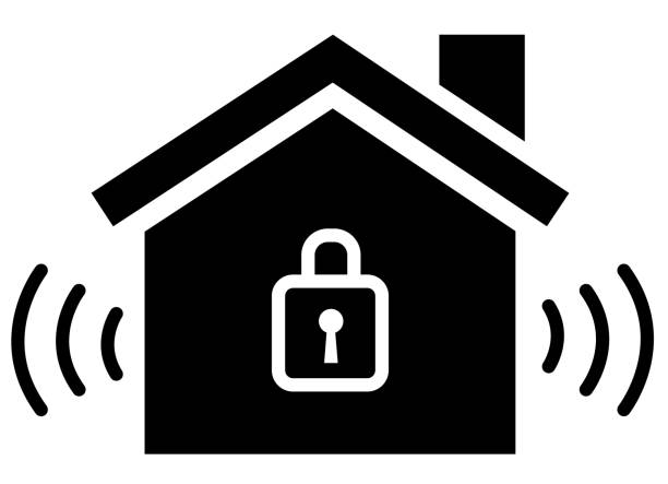 Home security alarm icon. Home security signs. Smart home security symbol. flat style. Home security alarm icon. Home security signs. Smart home security symbol. flat style. Smart Alarms stock illustrations